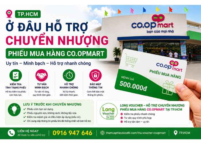 Chuyển nhượng phiếu Co.opmart tại TP.HCM - Long Voucher